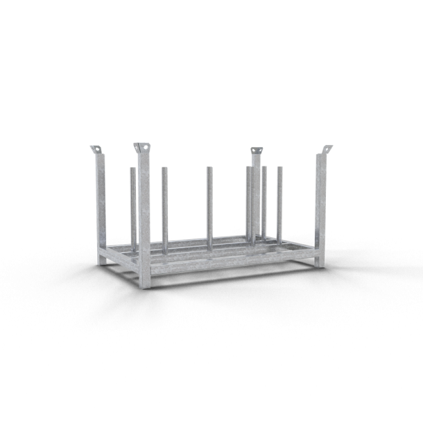 Pallet | series 50116 | Stacking pallet standpipes and crossbars made of 60 x 60 mm square tubeto hold 36 tripod stands made of round or square tube